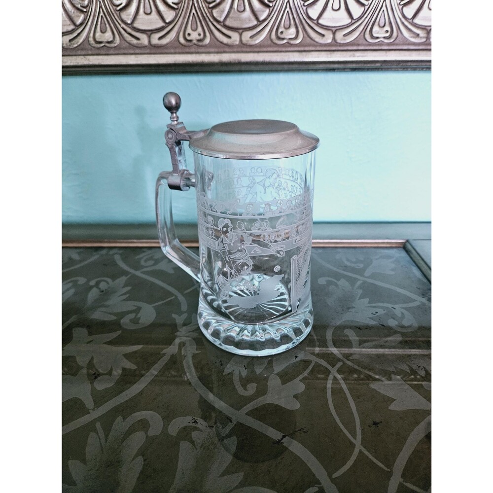Vintage ALWE Tennis Player Stein With Lid, Beer Tankard With Metal Cap